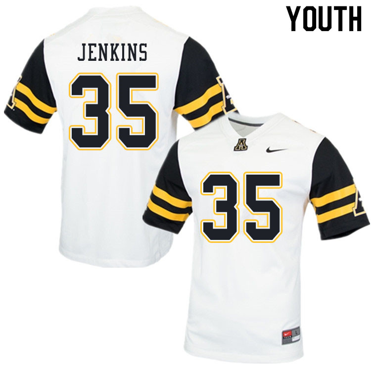 Youth #35 Emmanuel Jenkins Appalachian State Mountaineers College Football Jerseys Sale-White - Click Image to Close